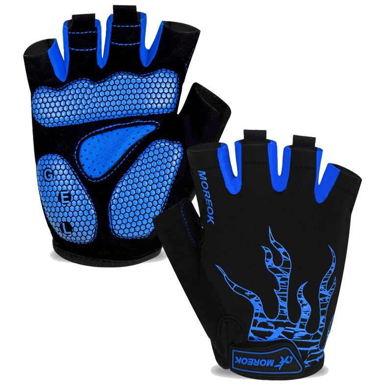 MOREOK Cycling Gloves Bike Gloves for Men/Women-[5MM Gel Pad] Half Finger Bicycle Biking Gloves for Cycling/Weight Lifting/Gym/Motorcycle/Rowing/Outdoor Sports-050-BLUE-XXL - Image 1